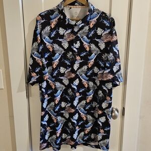 Scales Performance Hawaiian Polo Shirt - Swordfish All-Over Print - Size XXL